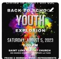 Youth Explosion event flyer for St. Luke Baptist Church